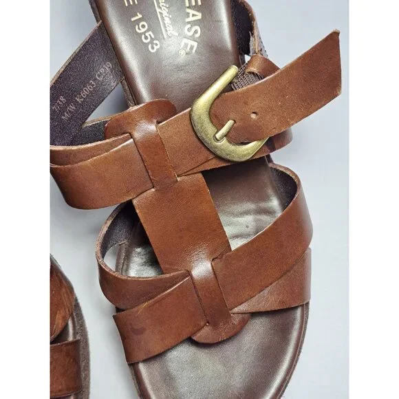 Kork-Ease Beatrice Brown Leather Strappy Wedge Platform Sandals Clogs Size 7/39 - Picture 3 of 11